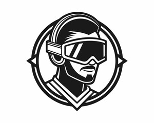 Stylish Snowsports Enthusiast in Vintage Style Logo