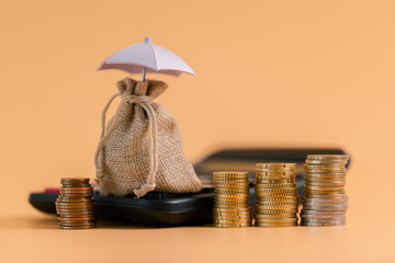 Insurance background money coin concept business protection finance sale financial investment buy...