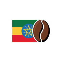 Ethiopian Coffee Bean with National Flag Symbol