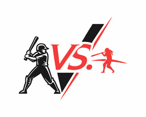 A dynamic graphic design showcasing a baseball player and an ancient warrior, both swinging baseball bats, set against a bold "VS." graphic.