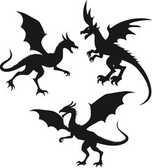 Fototapeta premium Dragon Silhouettes for Fantasy Design