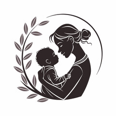Tender Silhouette of Mother and Baby