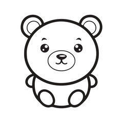 Cute brown teddy bear with a heart, a fun vector cartoon animal illustration for a baby or child's loving gift design
