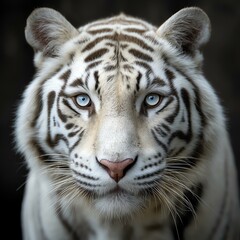 Fototapeta premium Majestic white tiger with striking blue eyes.