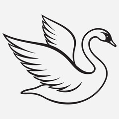 exclusive swan line art vector illustration