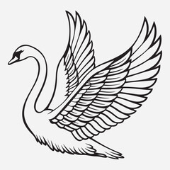 exclusive swan line art vector illustration