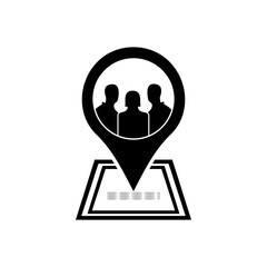 black and white people location icon logo