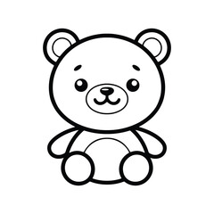 Cute brown teddy bear with a heart, a fun vector cartoon animal illustration for a baby or child's loving gift design