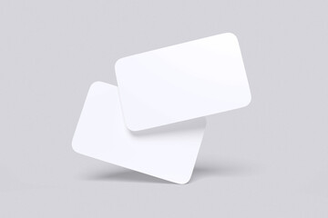 Two Credit Card white front and back view with grey  background color for mockup