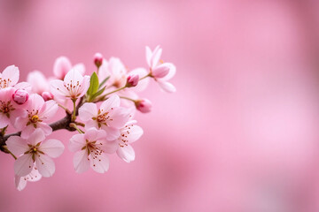 Fototapeta premium pink cherry blossoms on a tree branch against a blue sky
