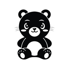 Obraz premium Cute brown teddy bear with a heart, a fun vector cartoon animal illustration for a baby or child's loving gift design