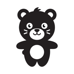 Cute brown teddy bear with a heart, a fun vector cartoon animal illustration for a baby or child's loving gift design