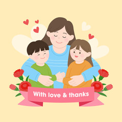 Mother and Children Hugging in a Heartfelt Family Moment