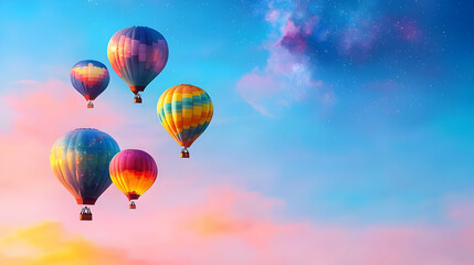 Naklejka premium Colorful Hot Air Balloons At Sunset
