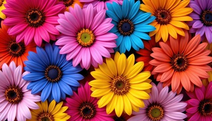 Colorful Daisies A collection of colorful daisies with exaggerated petals and textured centers. © CRISPIFLY
