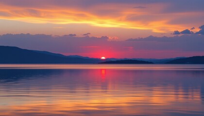 Naklejka premium Calm Waters A smooth blend of colors resembling the reflections on calm water at sunset.