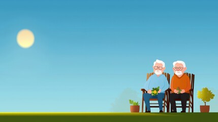 Joyful Seniors Enjoying Sunshine in Cozy Garden Setting Together