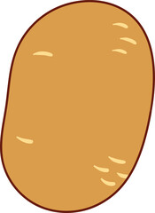 Brown potato illustration with smooth surface and soft outline