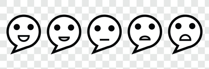 Set of feedback emoji with different face icon collection. Customer satisfaction rating with 5 levels icon. 