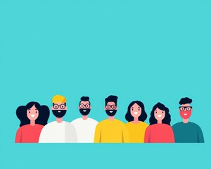 Diverse Group of Friends Smiling Together in Vibrant Colorful Background