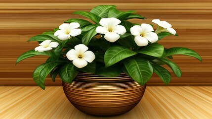 Fototapeta premium White flowers in a bronze pot