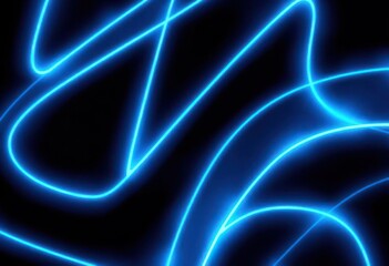 Abstract blue glowing lines forming geometric shapes on dark background, modern, electric