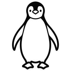 Fototapeta premium Cute Cartoon Penguin Black and White Outline Drawing