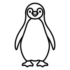  Cute Cartoon Penguin Black and White Outline Drawing