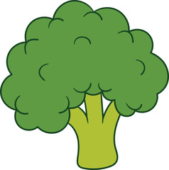Illustration of fresh green broccoli floret