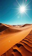 Fototapeta premium Sun-drenched desert, sand swirling, serene wide angle , explore, travel