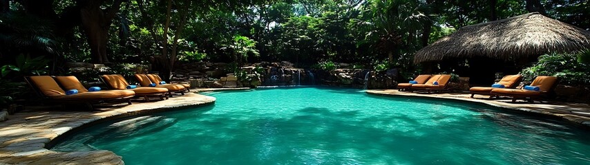 Fototapeta premium Tropical Poolside Oasis