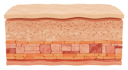Isolated human skin cross section