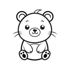 Obraz premium Cute brown teddy bear with a heart, a fun vector cartoon animal illustration for a baby or child's loving gift design