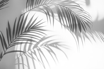 Fototapeta premium Palm leaf shadows cast on a white wall