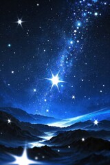 starry night sky with stars and mountains in the background