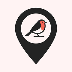 Bird Watching Spot Pin Location Icon - Map Marker for Nature, Wildlife, and Outdoor Activities