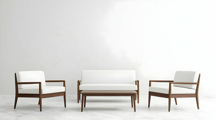 Obraz premium White Wooden Furniture Set In Modern Living Room