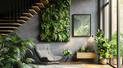 Harmonious Blend of Wall Art and Indoor Greenery Bringing Life to Interiors