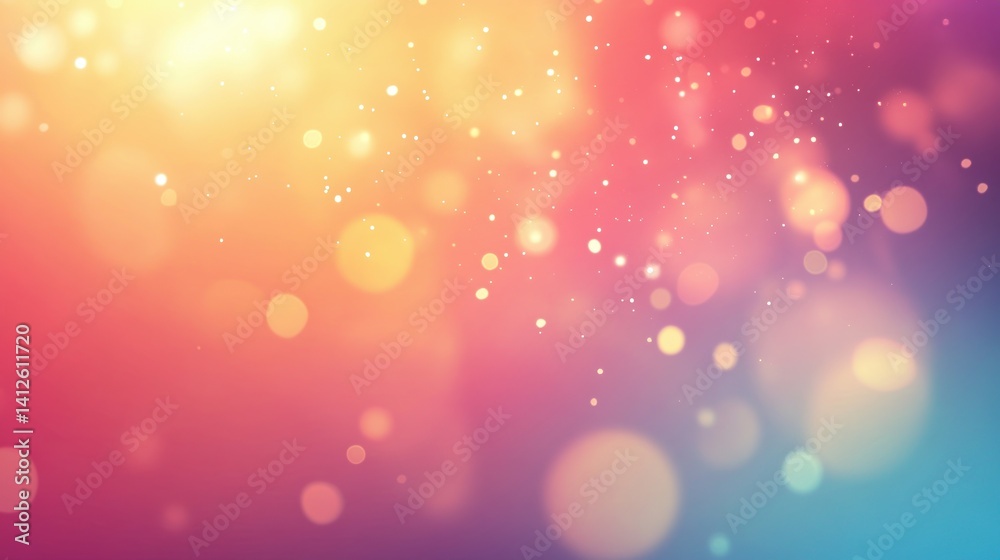 Poster Colorful bokeh background with soft gradient lights, glowing particles, and dreamy abstract blur