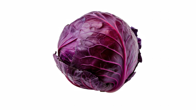 a head of purple cabbage on a transparent background, PNG image, PNG file, Generative art.
