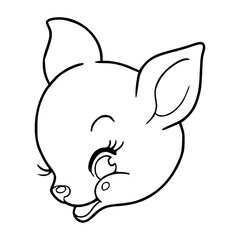 cute fawn head line art illustration