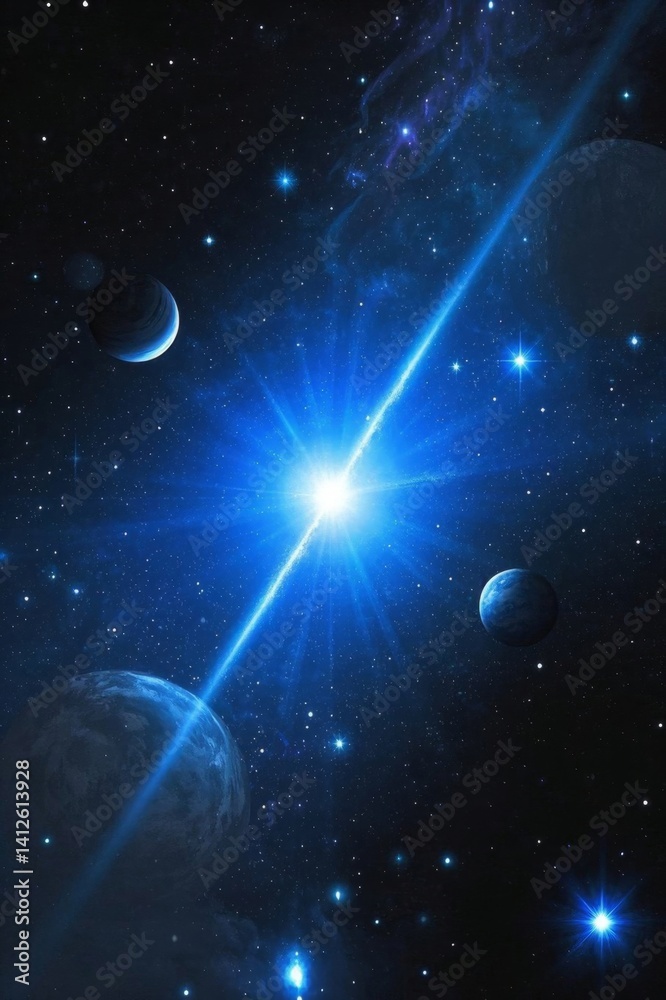 Canvas Prints a close up of a star in the sky with a bright star in the background