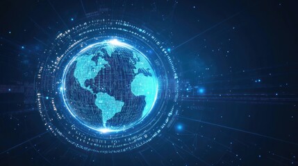 Obraz premium Global Digital Network Earth Technology Connection System Background
