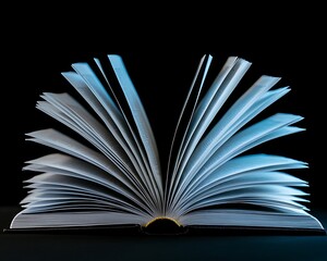 Open book, dark background, illuminated pages