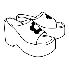 floral platform sandals line art