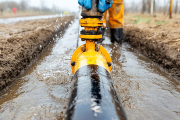Worker utilizing blowtorch on metal in industrial setting for repair or construction task