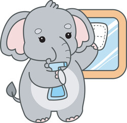 Cute Elephant vector icon. Funny baby Elephant animal series stock illustration. Life of fluffy Elephant designs.