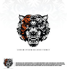 angry tiger head mascot logo vector