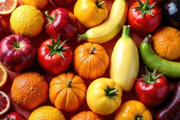 Variety of dried fruits & vegetables, vibrant colors, isolated, healthy lifestyle, studio shot, organic