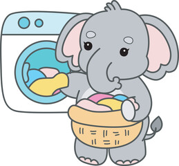 Cute Elephant vector icon. Funny baby Elephant animal series stock illustration. Life of fluffy Elephant designs.